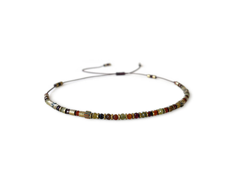 3 Color Garnet Hand-Knitted Choker