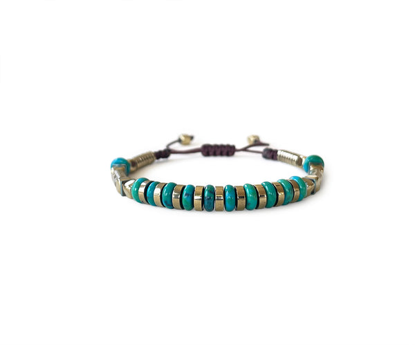 Howlite Nepali with Gold Hematite Hand-Knitted Bracelet