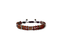 Garnet Hessonite Double Hand-Knitted Bracelet