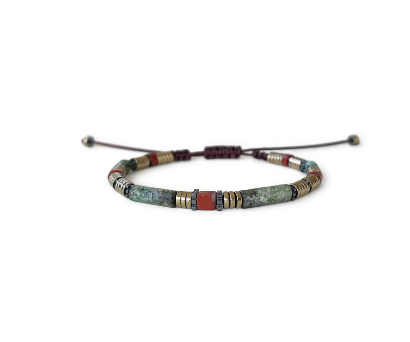 African Turquoise Jasper Hand-Knitted Bracelet