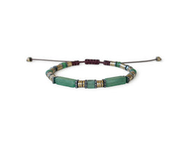 Jade with Gold Hematite Hand-Knitted Bracelet