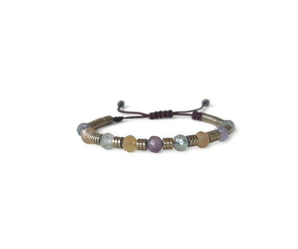 Fluorite with Gold Hematite Hand-Knitted Bracelet 5mm
