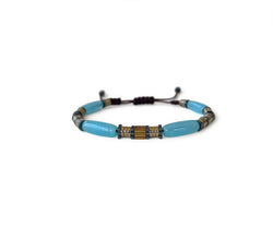 Blue Jade Hand-Knitted Bracelet