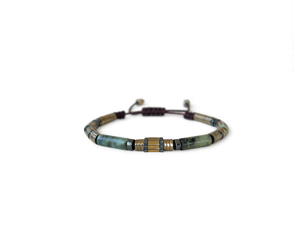 African Jasper Long Beads Hand-Knitted Bracelet