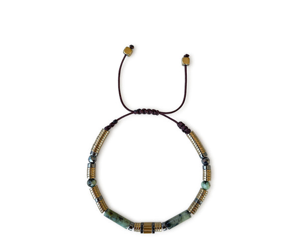 African Jasper Long Beads Hand-Knitted Bracelet