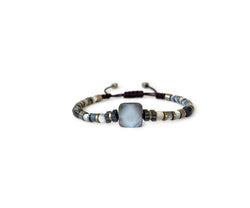 Multi-Color Mother of Pearl with Abalone Knitted Bracelet