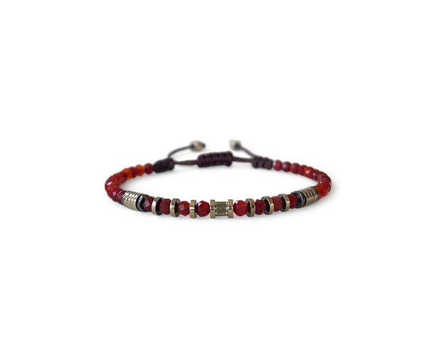 Mexican Red Agate Hand-Knitted Bracelet 3mm
