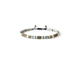 Mother of Pearl with Hematite Hand-Knitted Anklet