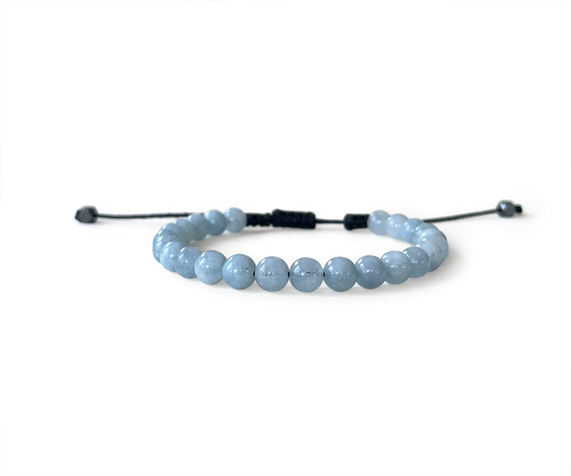 Aquamarine Sponged Men's Hand-Knitted Bracelet 6mm