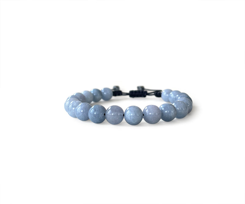 Aquamarine Sponged Men's Hand-Knitted Bracelet 8mm