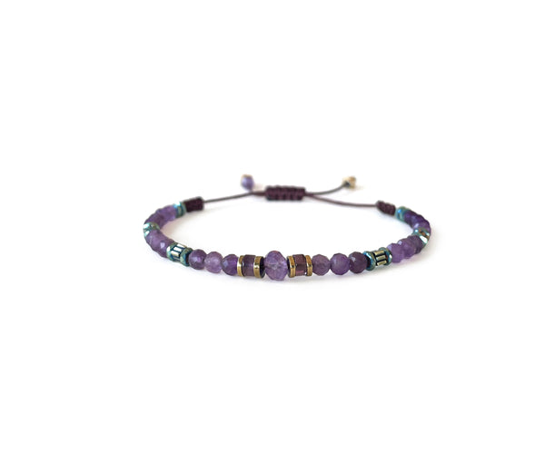 Amethyst Squared Hand-Knitted Bracelet 4mm