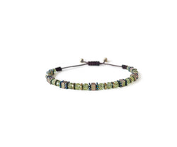 Peridot with Hematite Hand-Knitted Bracelet