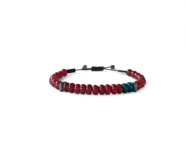 Kenyan Ellipse Agate Hand-Knitted Men's Bracelet  in