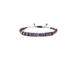 Amethyst Ellipse Beads Hand-Knitted Bracelet 6mm