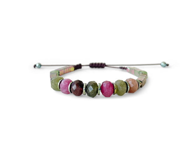 Jade Ellipse Multi-Color Hand-Knitted Bracelet 8mm