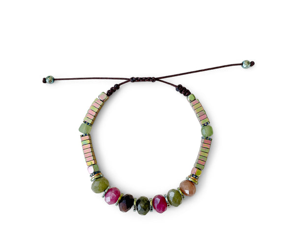 Jade Ellipse Multi-Color Hand-Knitted Bracelet 8mm