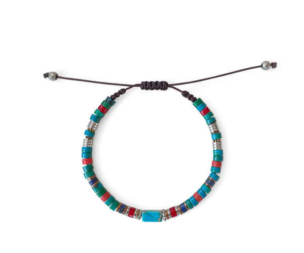 Howlite Ellipse Blue Center Hand-Knitted Bracelet