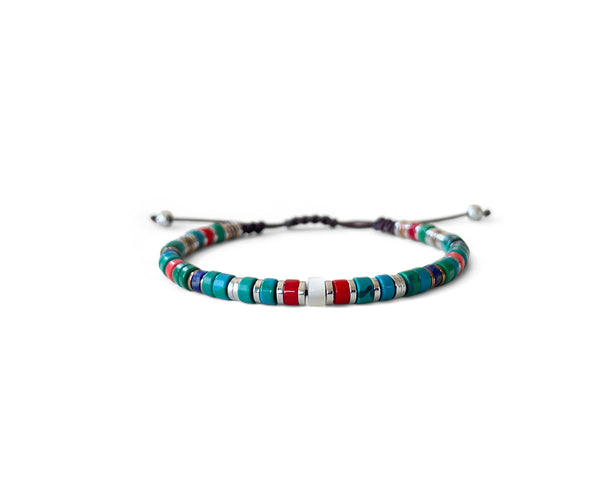 Howlite Ellipse with Mother of Pearl Hand-Knitted Bracelet