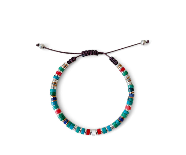 Howlite Ellipse with Mother of Pearl Hand-Knitted Bracelet
