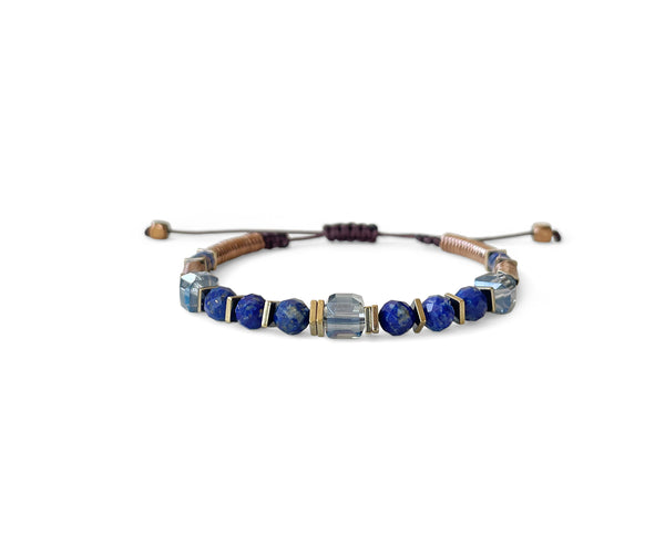 Lapis Lazuli Facet Hand-Knitted Bracelet 5mm