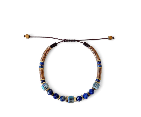 Lapis Lazuli Facet Hand-Knitted Bracelet 5mm