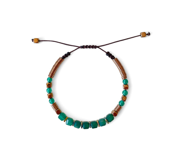 Green Agate Square Hand-Knitted Bracelet 5mm