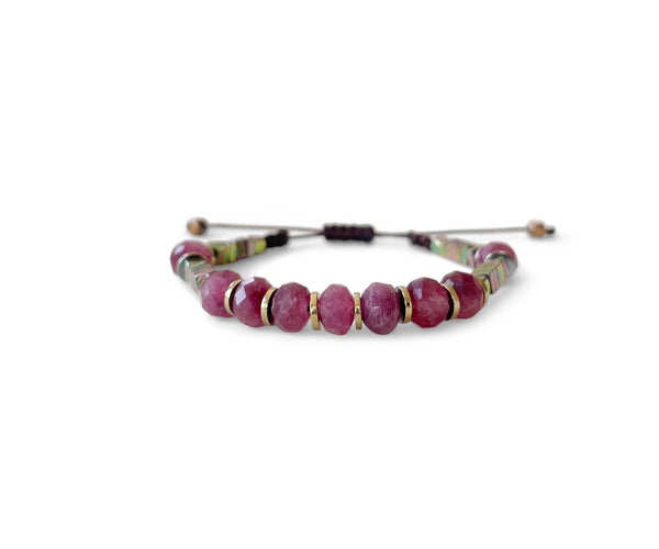 Root Ruby Ellipse Hand-Knitted Bracelet 8mm