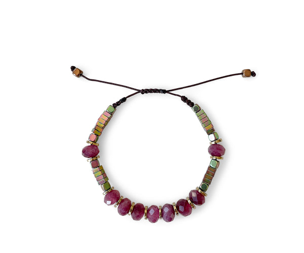 Root Ruby Ellipse Hand-Knitted Bracelet 8mm