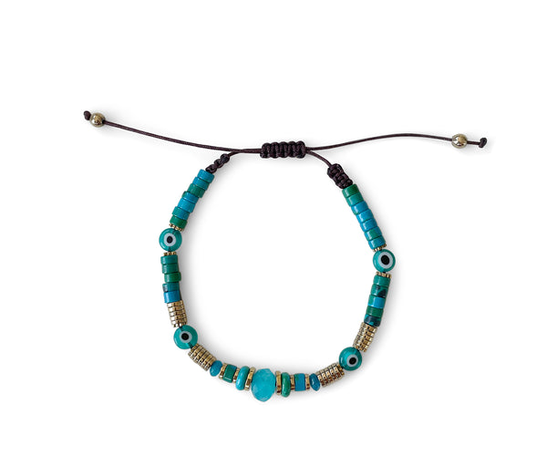 Howlite with Evil Eye Hand-Knitted Bracelet