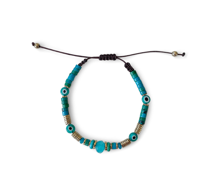 Howlite with Evil Eye Hand-Knitted Bracelet
