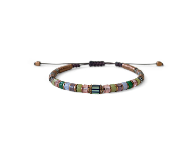 Agate with Fire-Quartz Ellipse Hand-Knitted Bracelet