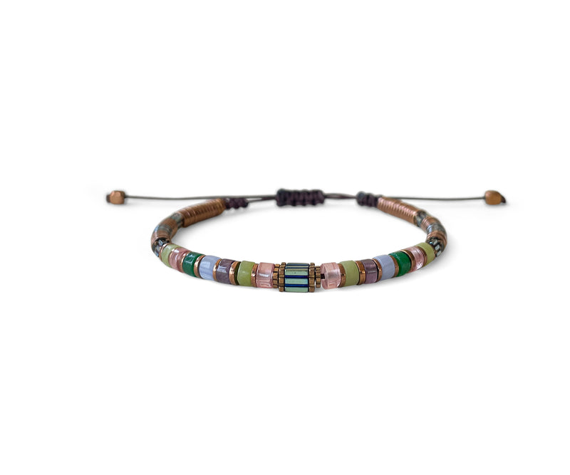 Agate with Fire-Quartz Ellipse Hand-Knitted Bracelet