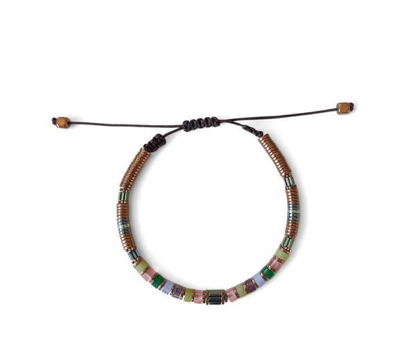 Agate with Fire-Quartz Ellipse Hand-Knitted Bracelet