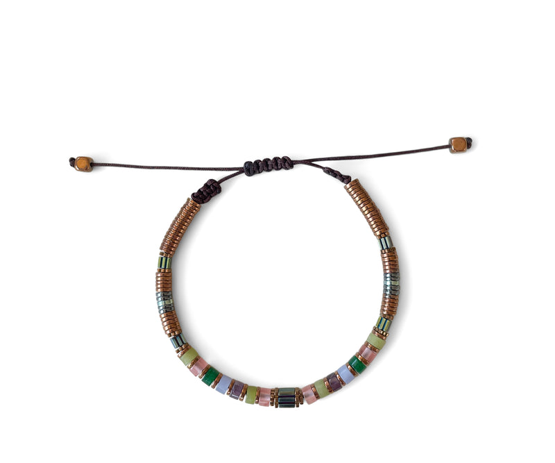 Agate with Fire-Quartz Ellipse Hand-Knitted Bracelet