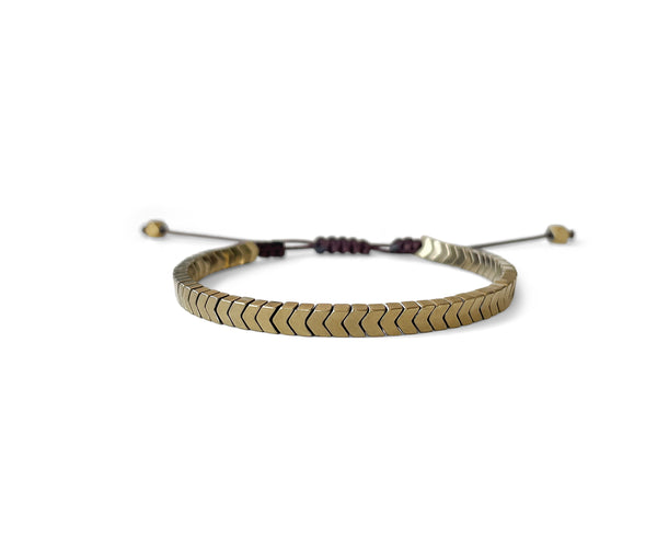 Gold Hematite Triangle Hand-Knitted Bracelet 4mm