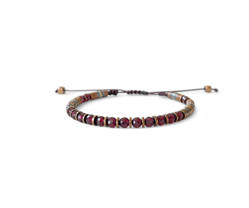 Garnet Hand-Knitted Bracelet 4mm