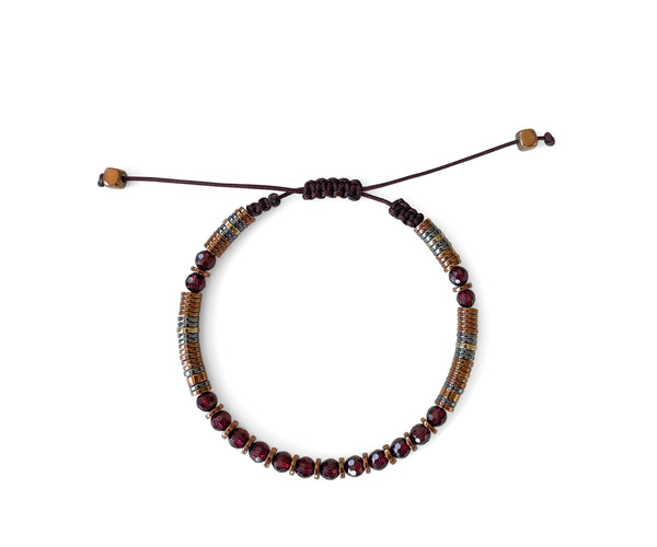 Garnet Hand-Knitted Bracelet 4mm