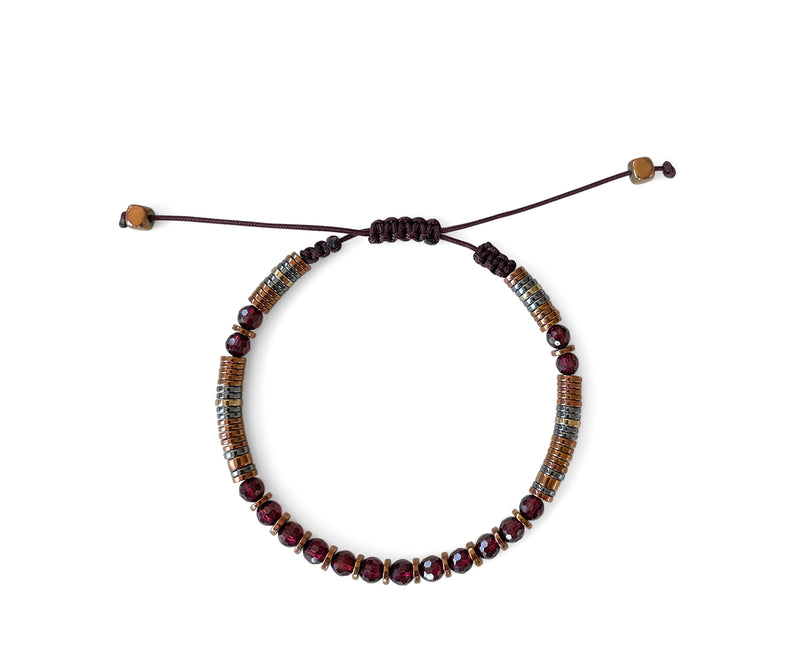 Garnet Hand-Knitted Bracelet 4mm