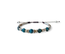 Apatite with Silver Hematite Hand-Knitted Bracelet