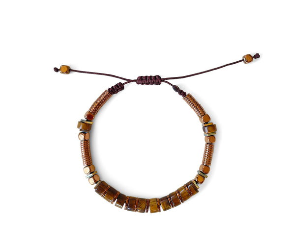 Tiger's Eye Ellipse Hand-Knitted Bracelet 8mm