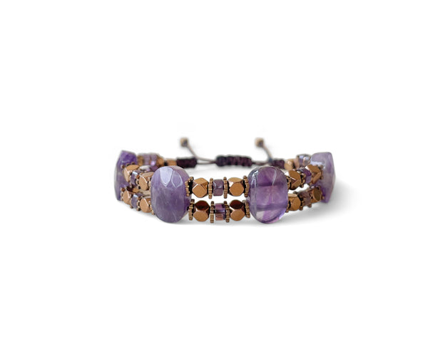 Amethyst Double Hand-Knitted Bracelet