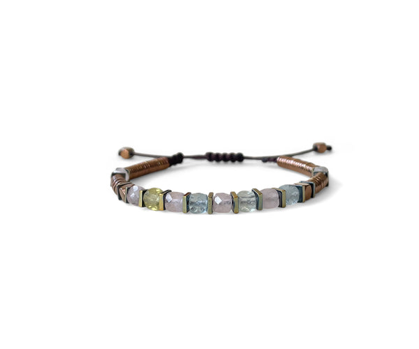Morganite Squared Hand-Knitted Bracelet 4mm we