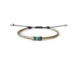 Hematite with Turquoise G-Collection Hand-Knitted Bracelet