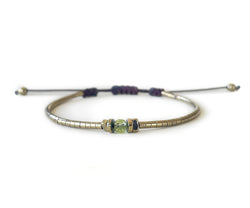 Hematite with Peridot G-Collection Hand-Knitted Bracelet