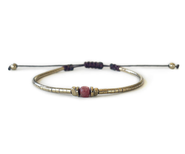 Hematite with Tourmaline G-Collection Hand-Knitted Bracelet