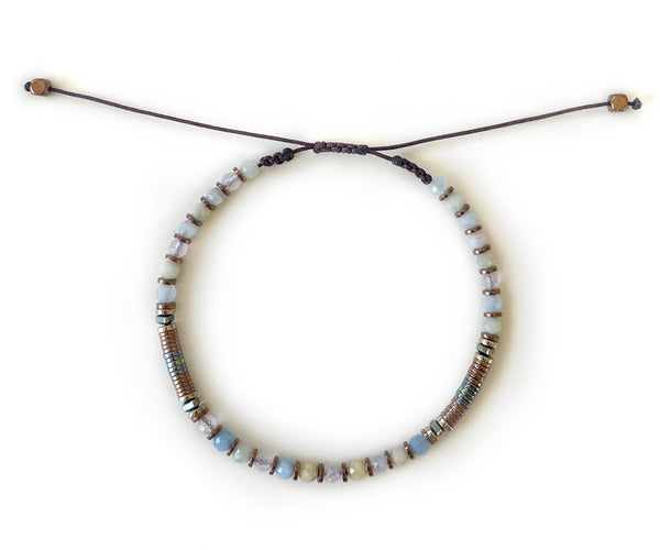 Morganite Hand-Knitted Anklet 4mm