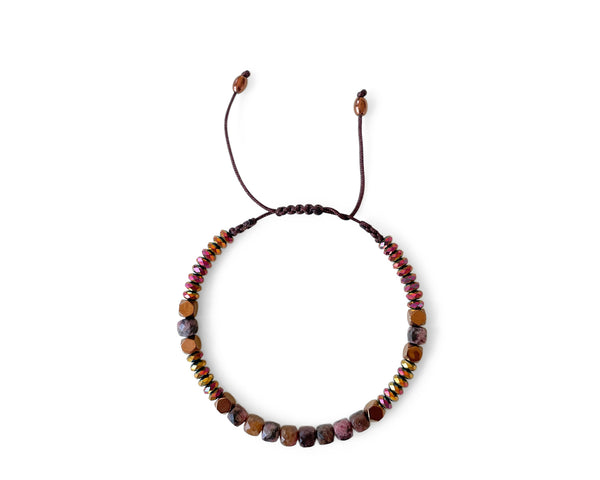 Tourmaline Squared with Hematite Hand-Knitted Bracelet 5mm