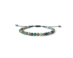 Moss Agate Men's Hand-Knitted Bracelet 4mm