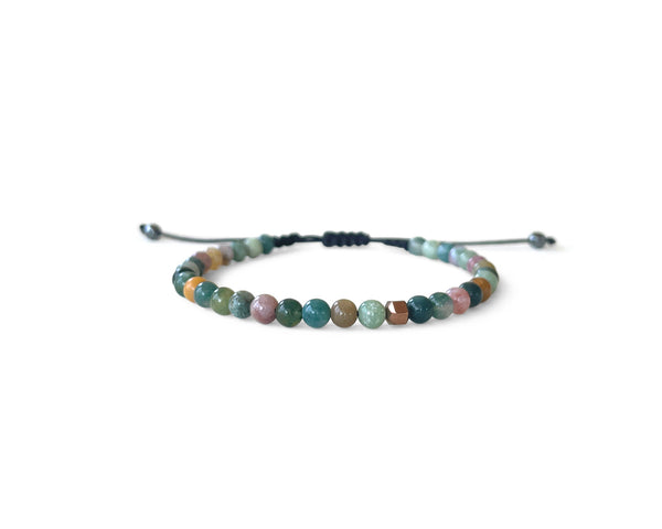 Moss Agate Men's Hand-Knitted Bracelet 4mm
