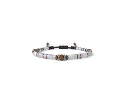 Rose Quartz Cylinder Beads Hand-Knitted Bracelet
